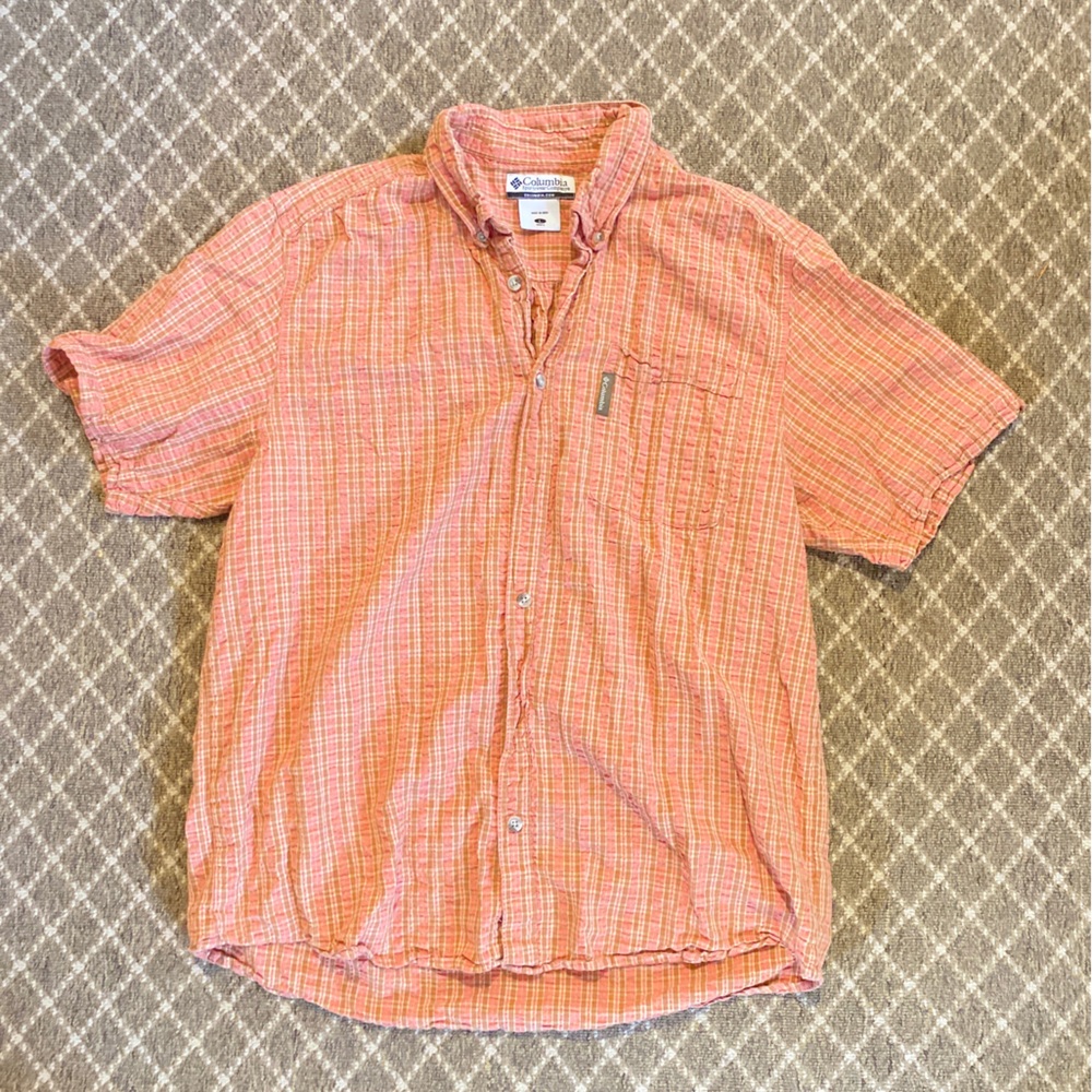 Columbia Men's Orange Short Sleeve Shirt, Size Large